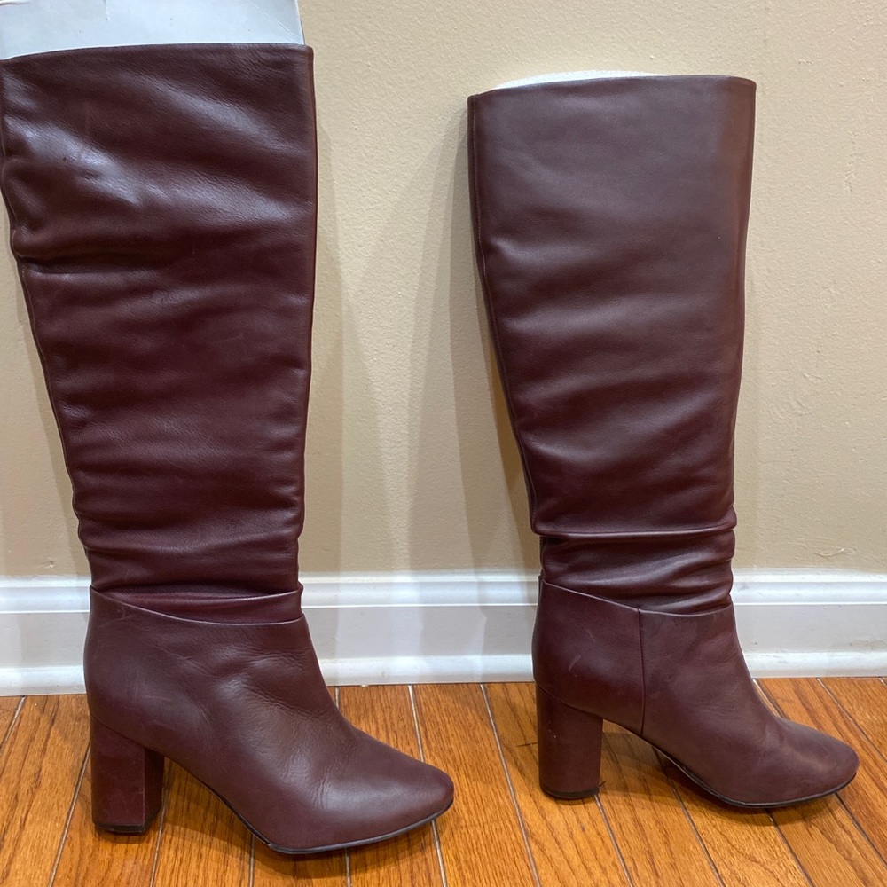 Boden Tall Block-Heel Riding Boots in Dark Brown